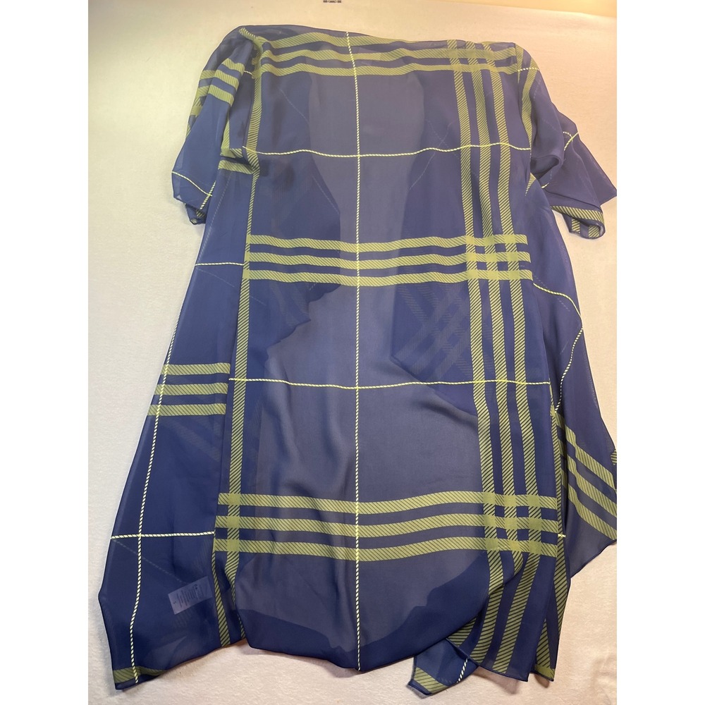 LuLaRoe Shirley Kimono Womens S Blue Green Plaid Sheer Chiffon Duster Cardigan - Picture 6 of 6
